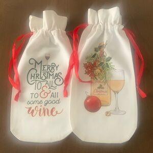 NWOT Set of 2 Cloth Christmas Gift Bags Set for Gifting Wine